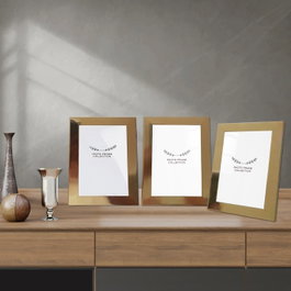 Aberto Design Set de 3 Marcos de Fotos Dorados 15 x 21 cm